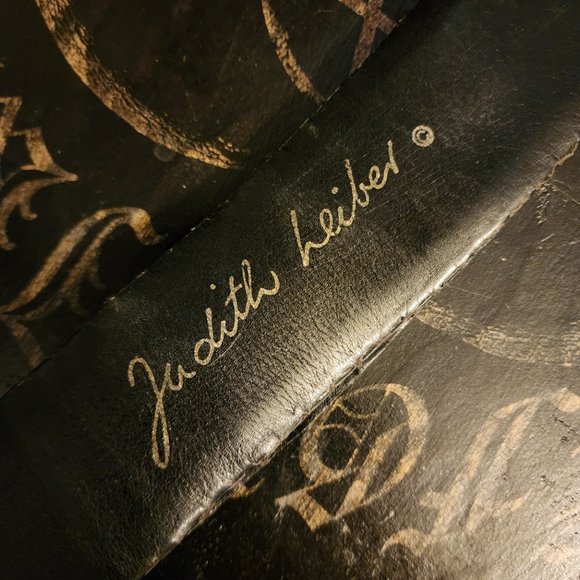 Vintage 70s 80s Judith Leiber Black Snakeskin Expandable Belt Gold Buckle - Picture 10 of 14